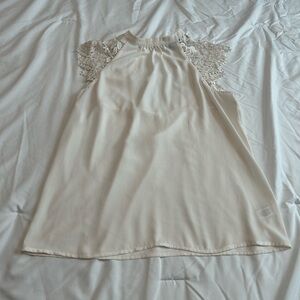 Express White Blouse with lace details on caps